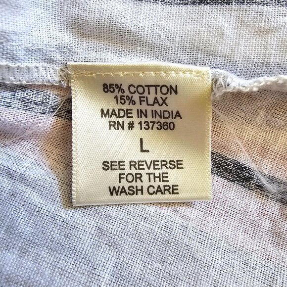 Live 4 Truth Cotton Linen Blend Striped Off-Shoulder Blouse Crop Top, L - Picture 8 of 9